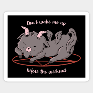 Don't Wake Me Up // Funny Goat Devil Sleeping pentagram Sticker